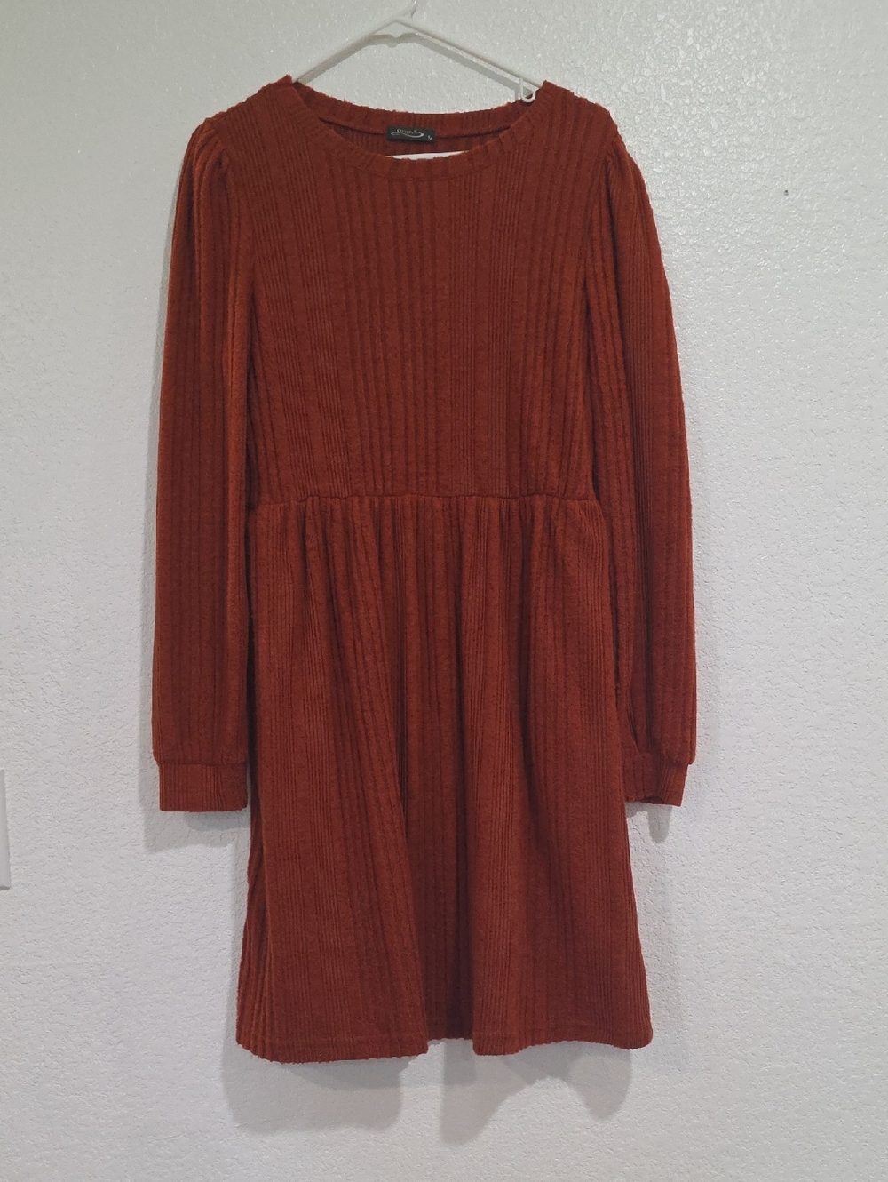 Women's Rust Midi Sweater Dress - Long Sleeve With Pockets